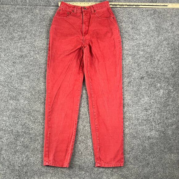 Vintage High Waist Jeans Womens Size 9/10 Red Tapered Mom Fit 90s Denim - Picture 1 of 10